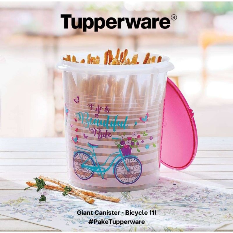 Jual Tupperware Printed Giant Canister Bicycle (1) Piece | Toples Kue ...