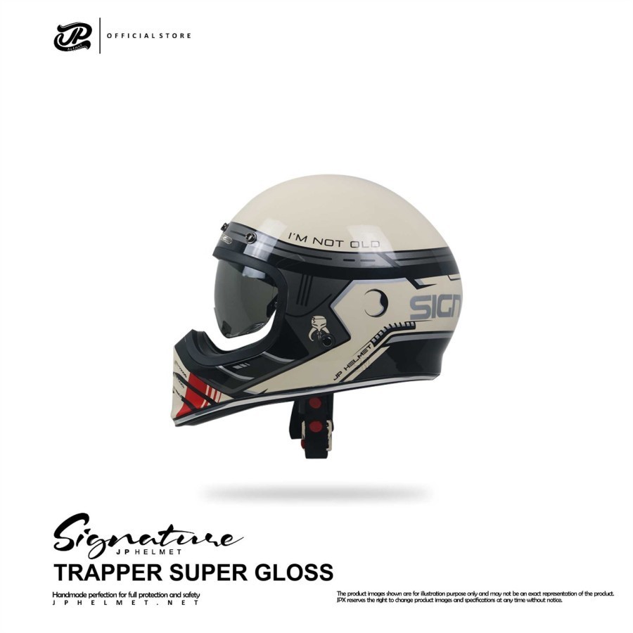 Jual Helm JP Retro Signature SG 11 - Trapper White Cream Gloss | Shopee ...