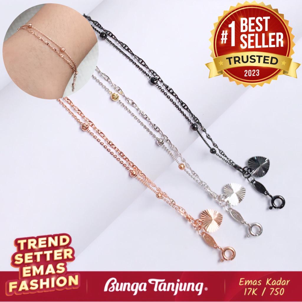 Jual GELANG 2 LAYER - EMAS 17K - BUNGA TANJUNG GOLD | Shopee Indonesia