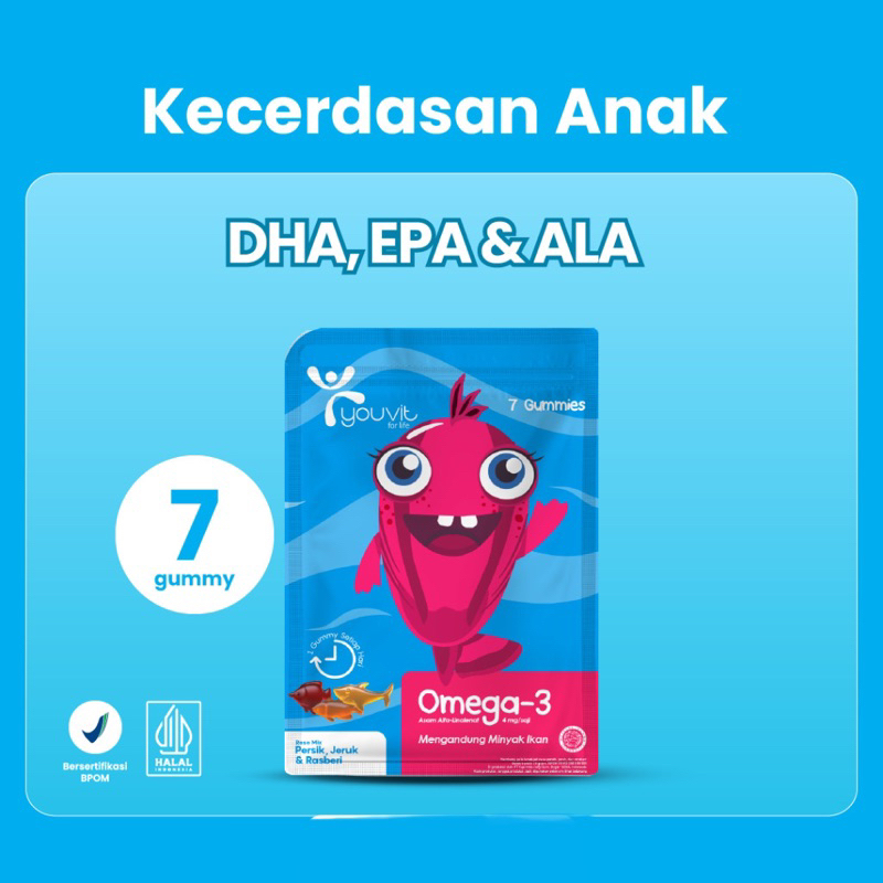 Jual YOUVIT Omega 3 Anak 7 Hari dengan Minyak Ikan untuk Otak & Mata Anak (Vitamin Otak Anak