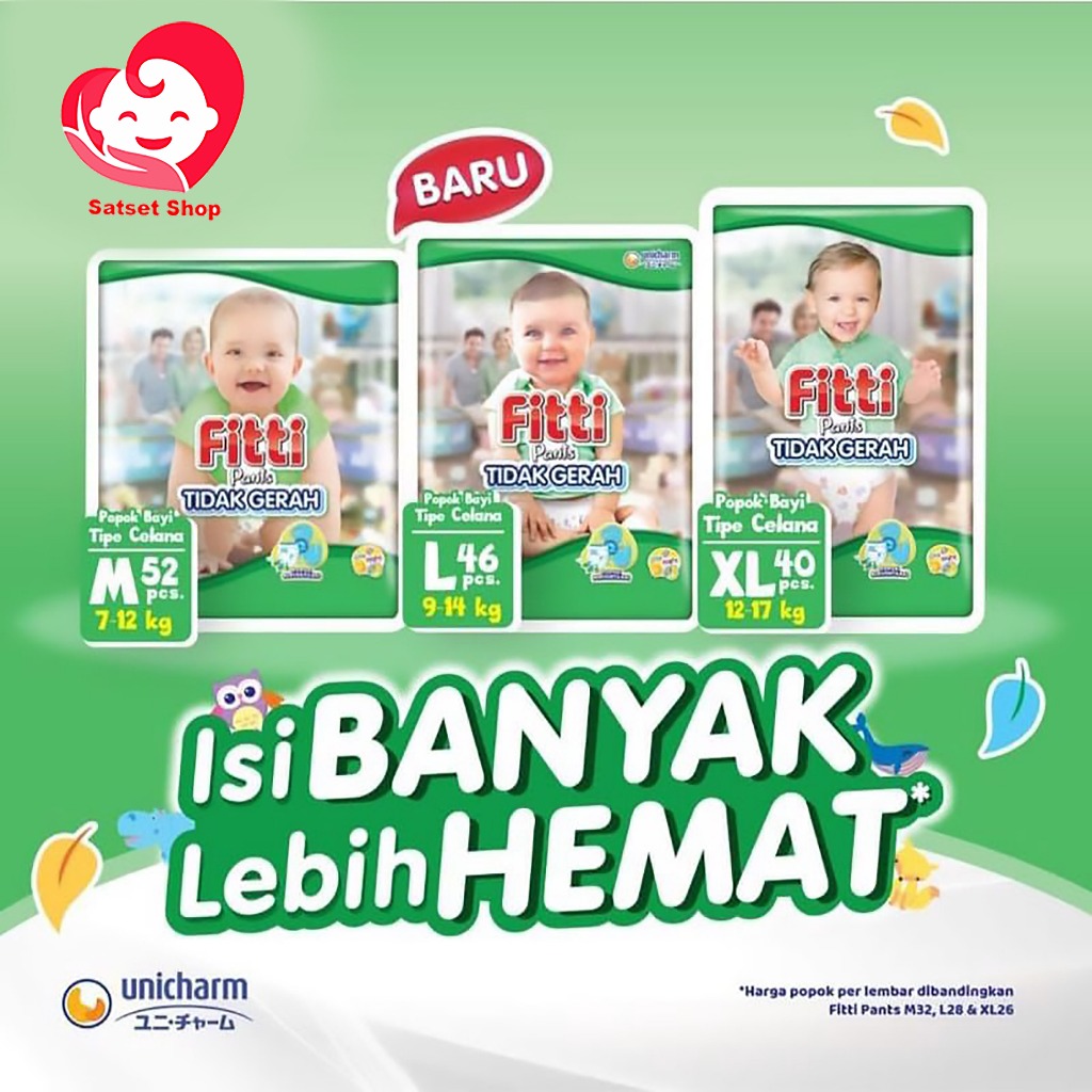 Jual Fitti Pants Popok Celana Tidak Gerah M52 / L46 / XL40 Shopee