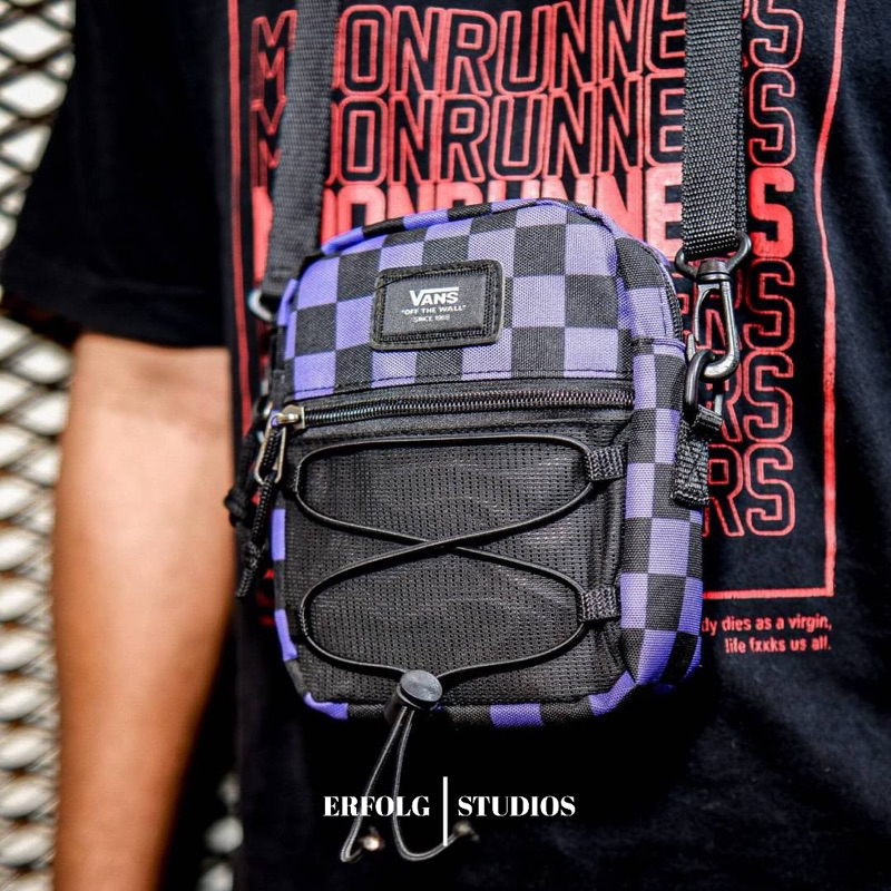 Jual Vans Sling Bag / Bail Crossbody Logo Checkerboard black purple