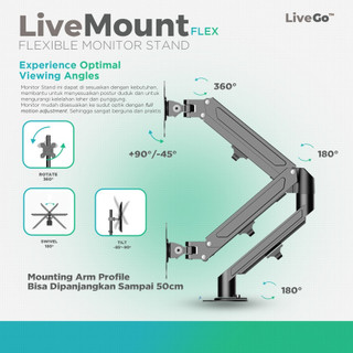 Jual LiveMount Flex Bracket Monitor TV Desk Mount Breket Braket Gas ...
