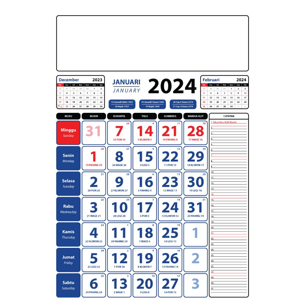 Jual Template Kalender Kerja 2024 Hijriah, Jawa, China 100% Akurat ...