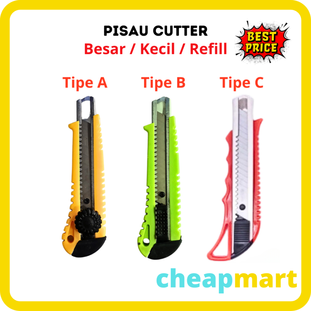 Jual Cutter Stainless Steel Silet Pemotong Kertas, Dus, Karet | Shopee ...
