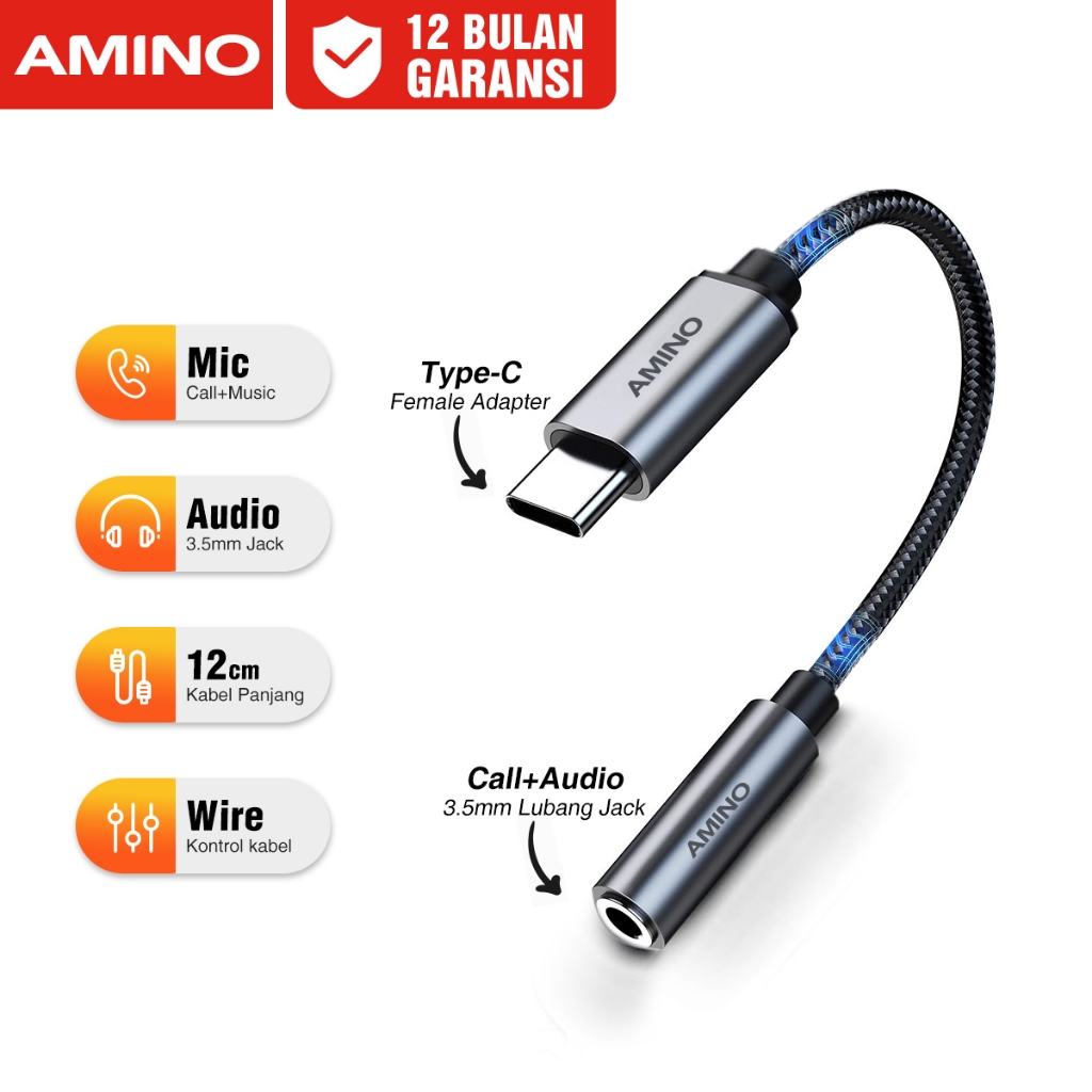 Jual AMINO Adapter Usb C to Audio Male / Type C to Aux 3.5 mm Converter