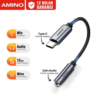 AMINO Adapter Usb C to Audio Male  / Type C to Aux 3.5 mm Converter Splitter / Connector Aux Headphone Jack Durable / Smartphone Android Kabel Cable Converter Female
