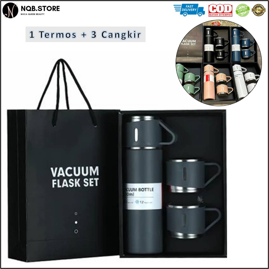 Termos Sultan Vacuum Flask Set Thermos Set 3in1 SUS304 Stainless Steel Bisa  Panas Dingin Anti Korosi Cangkir Set