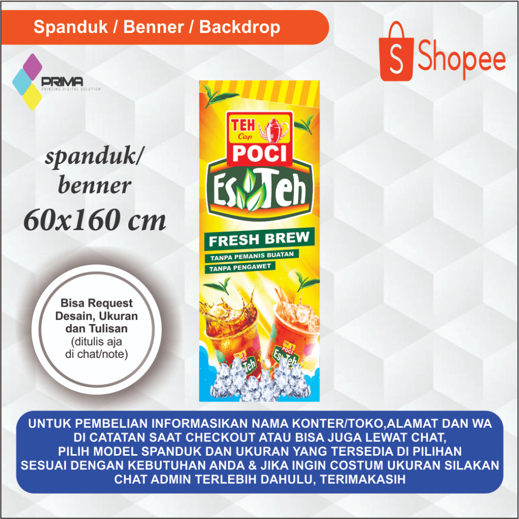 Jual Spanduk Banner Es Teh Poci Freshsize 60x160 Cm Shopee Indonesia 8595