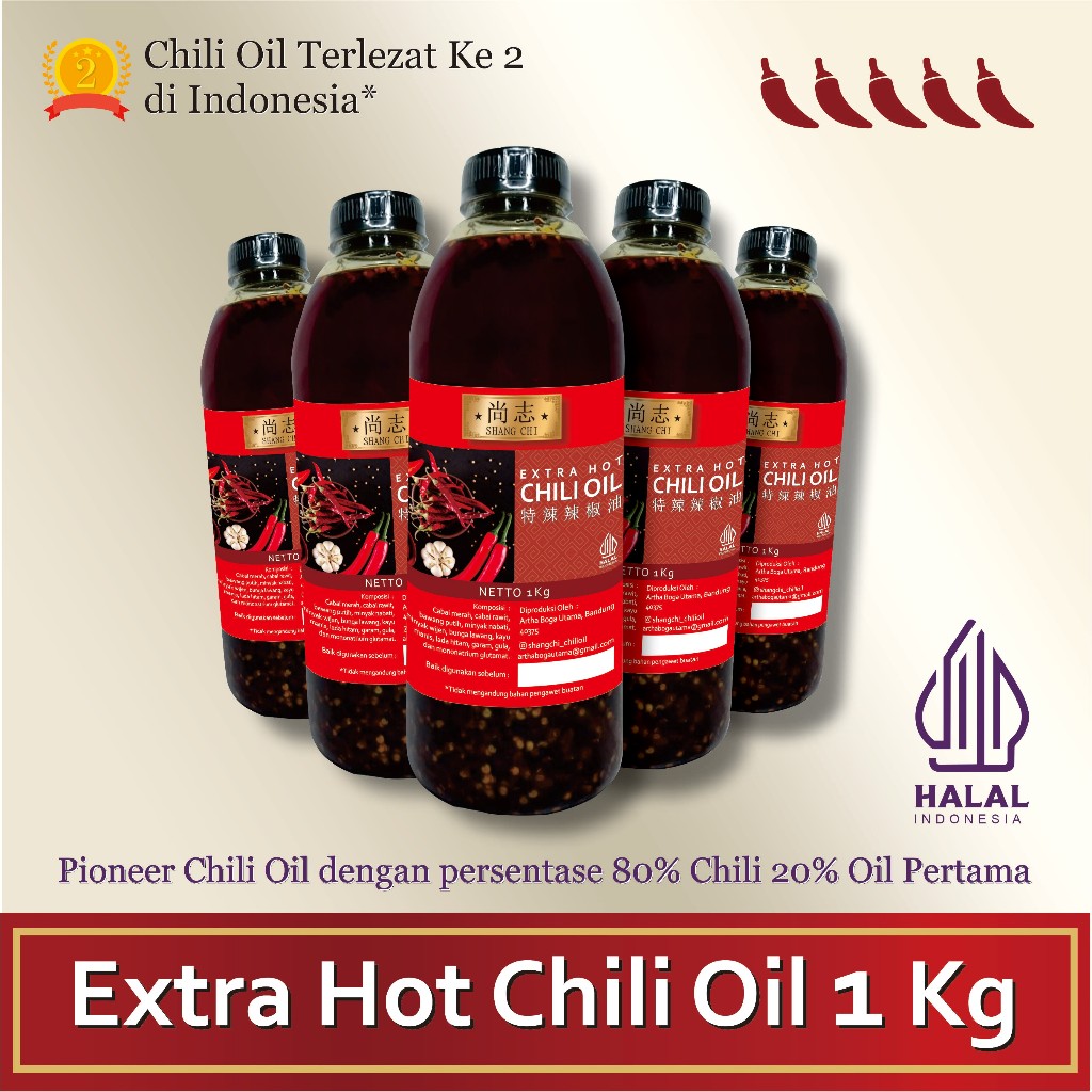 Jual Shang Chi Chili Oil Halal 1kg Extra Hot / Minyak Cabai / Sambal