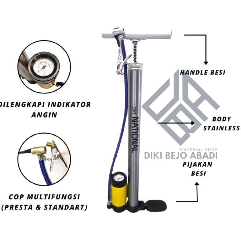 Jual Pompa Ban Pompa Angin Manual Stainless Tabung Meter Floor Pump Pompa Ban Termurah Se