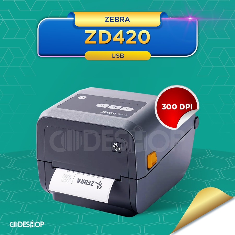 Jual Zebra ZD420 300 DPI Printer Label Direct Thermal Transfer Barcode