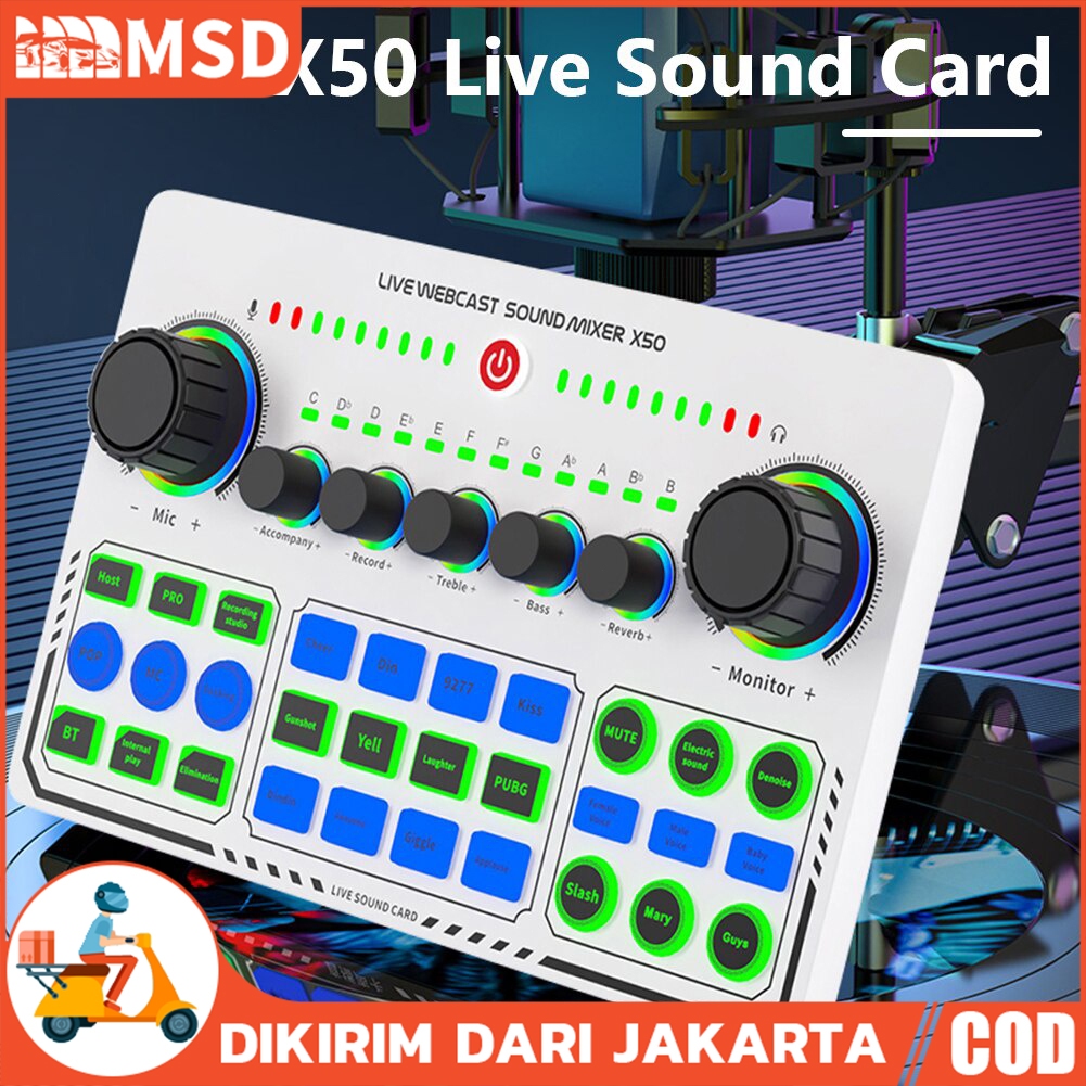 Jual X50 Soundcard External DJ Mixer Sound Card 6 Modes RGB LED