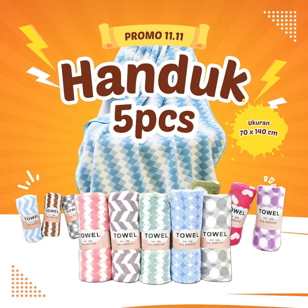 Jual VL - COD MURAH SPECIAL PRICE HANDUK DEWASA ISI 5 PCS UKURAN 70x140 ...