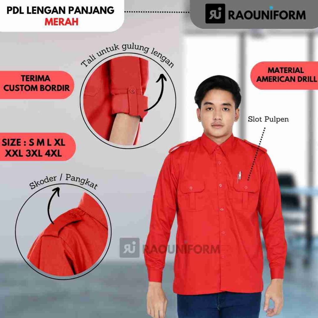 Jual Kemeja PDL Lengan Panjang Pria/Seragam PDL Custom Bordir/Baju PDL ...