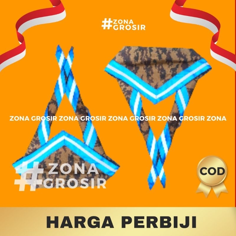 Jual syal pramuka loreng lis biru bijian shopee indonesia