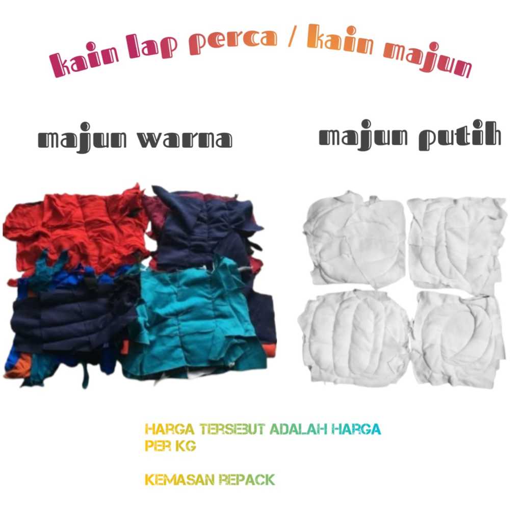 Jual KAIN LAP PERCA MAJUN WARNA DAN PUTIH 1 KG, kain lap majun, jahit ...