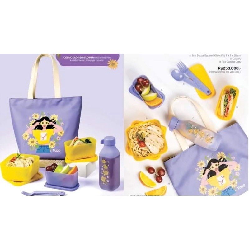 Jual Tupperware cosmo lady sunflower tas kotak bekal makan | Shopee ...