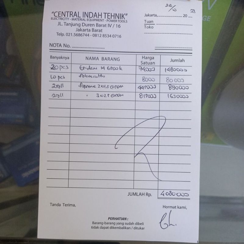 Jual nota alat listrik 26okt | Shopee Indonesia