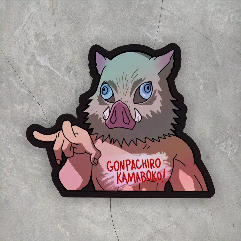 Jual Stiker Anime Hologram Kimetsu No Yaiba Inosuke ukuran 5,6 cm ...