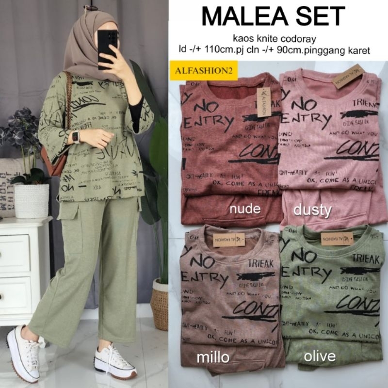 Jual  NEW  baju setelan wanita kekinian terbaru Malea set kaos knite