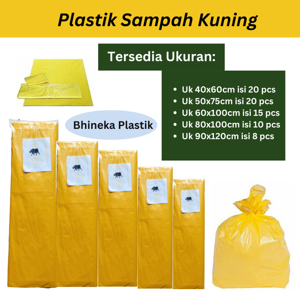 Jual Plastik Sampah Kuning 90x120 60x100 50x75 40x60 Kantong Plastik Medis Plastik Sampah 9668