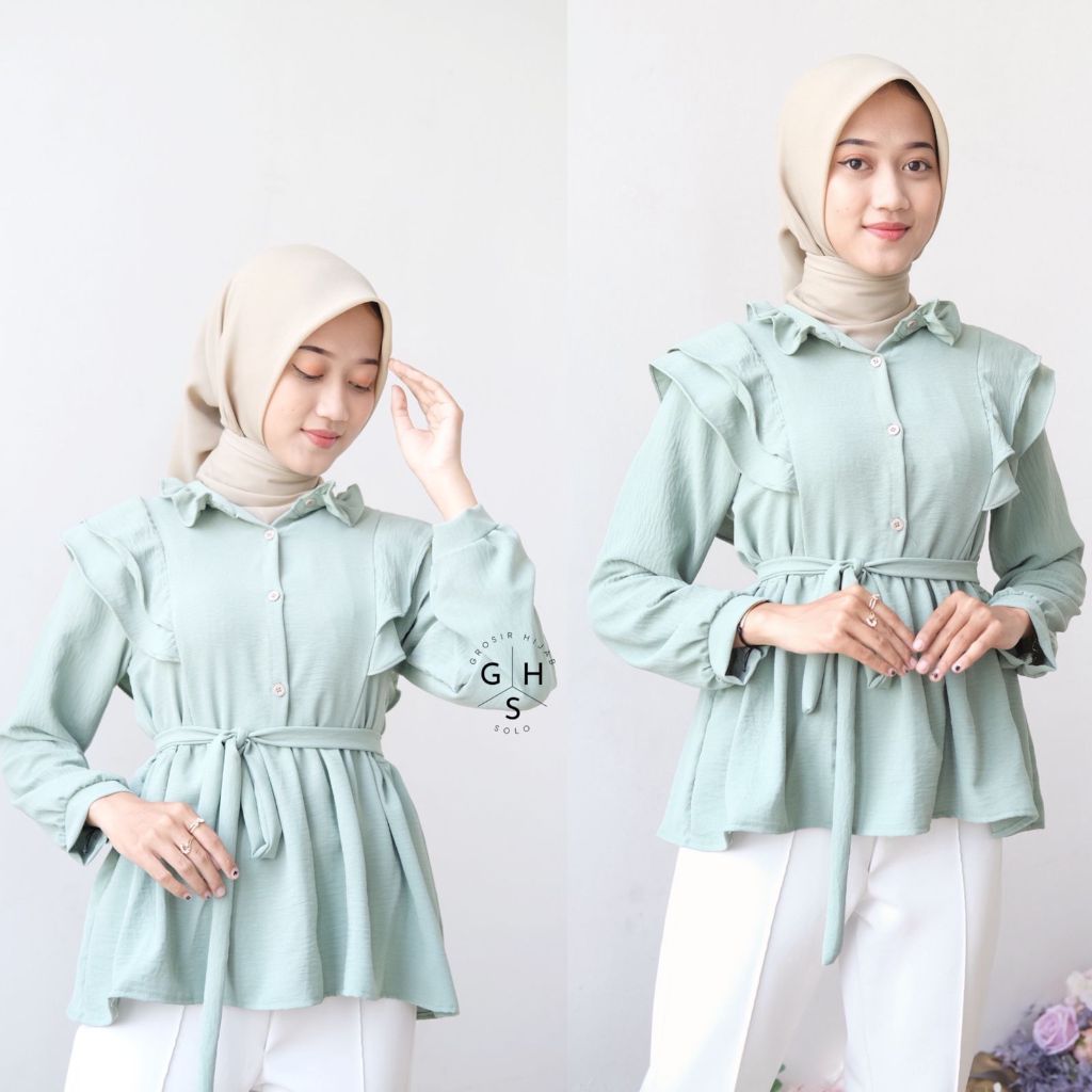 Jual ALICA BLOUSE WANITA RUFFLE ATASAN WANITA KEMEJA CRINCLE AIRFLOW