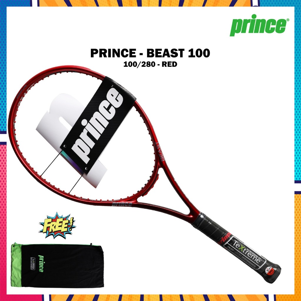 Jual Raket Tenis Prince Beast 100 100in 280gr Red | Shopee Indonesia