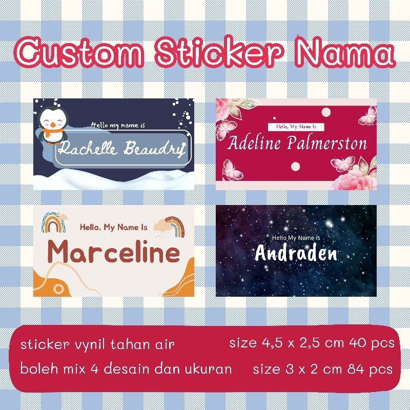 Jual Stiker Label Nama Custom Sticker Name Tag Stiker Buku | Shopee ...