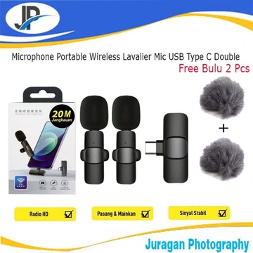 JP Microphone Portable Wireless Lavalier Mic USB Type C Double Iphone Lightning 3.5mm Microphone