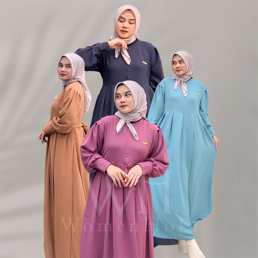 Jual Nadzira Gamis Rampel Pinggang Crincle Airflow Dress Muslim Wanita ...
