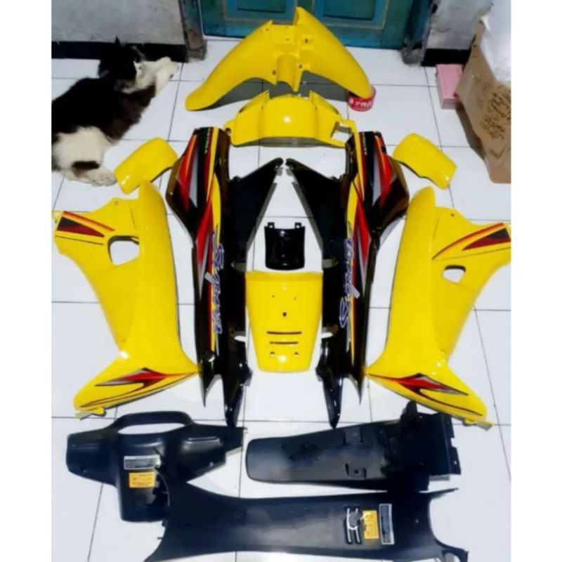 Jual Full Cover Body Halus Body Kasar Honda Supra X Lama Kuning Hitam