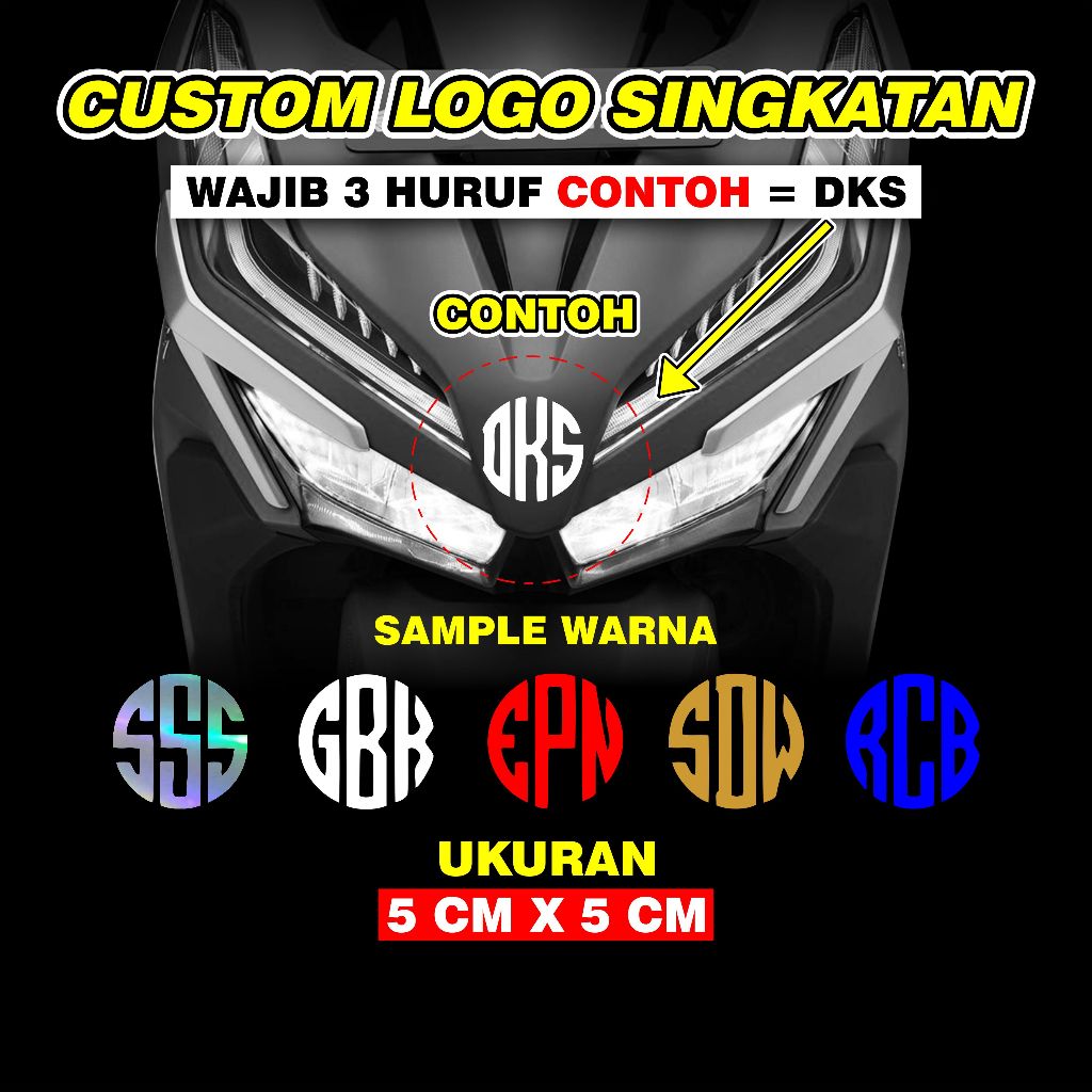 Jual Sticker Nama Custom Logo Singkatan 3 Huruf Stiker Logo Custom