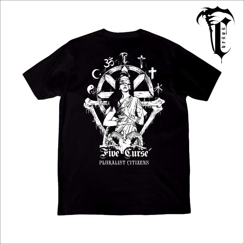 Jual Kaos Satanic Kaos Metal Kaos Hitam Kaos Viral Five Curses Pluralist Citizenz Shopee 8502