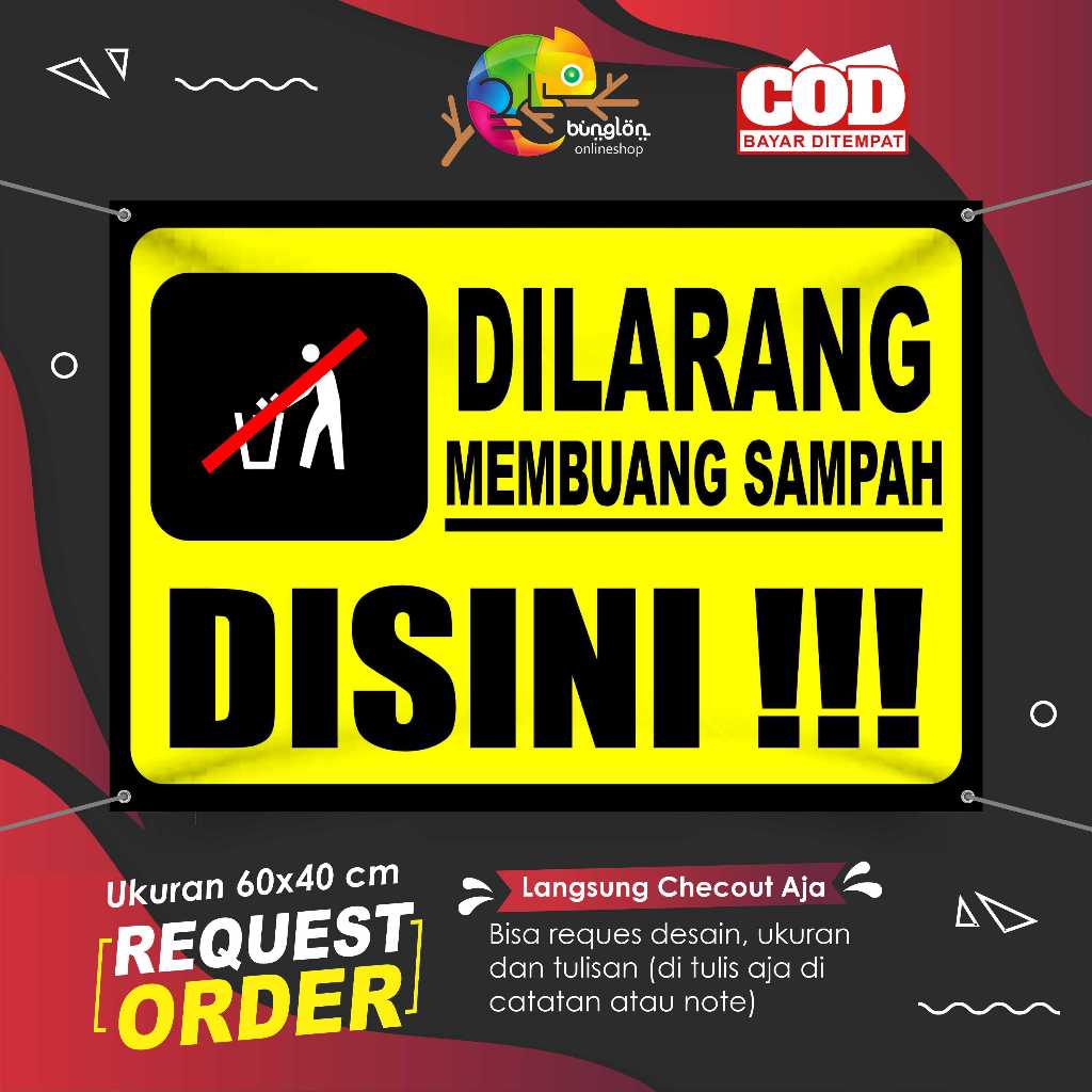 Jual Spanduk Banner Dilarang Membuang Sampah Disini Shopee Indonesia 2598