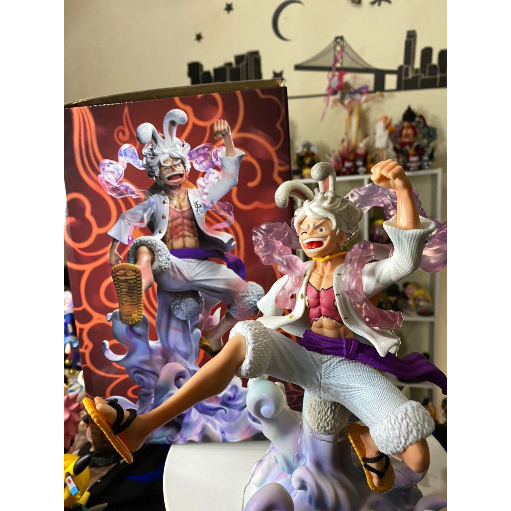 Jual LED Action Figure One Piece Luffy Gear 5 Sun God Nika Putih ...