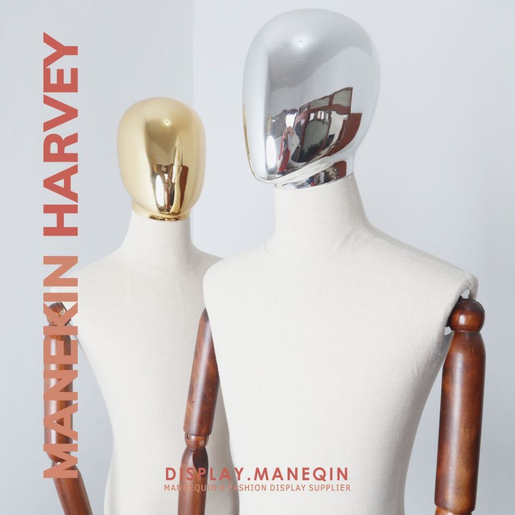Jual Manekin Set HARVEY DM 200 Setengah Badan Patung Cowok Kepala Emas