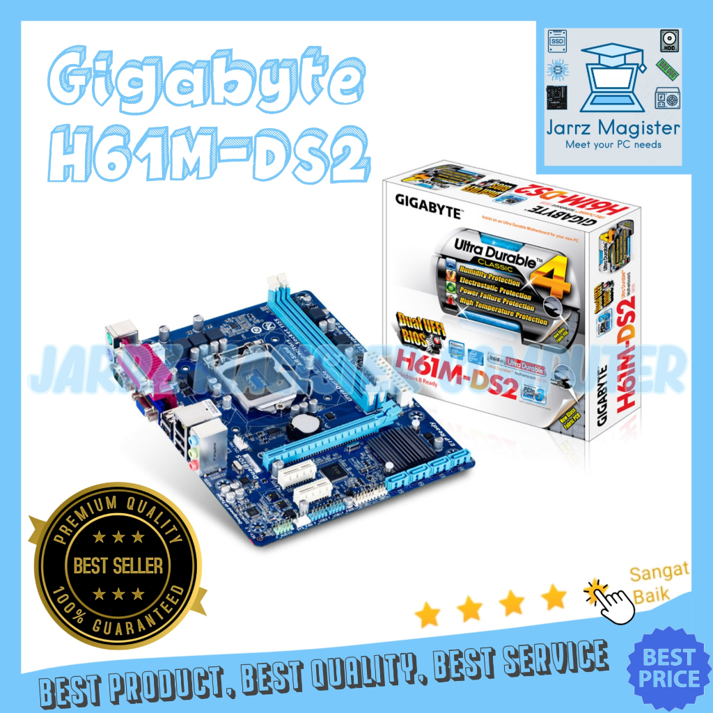 Jual Motherboard Gigabyte H61 H61MDS2 Intel LGA 1155 DDR3 Mainboard