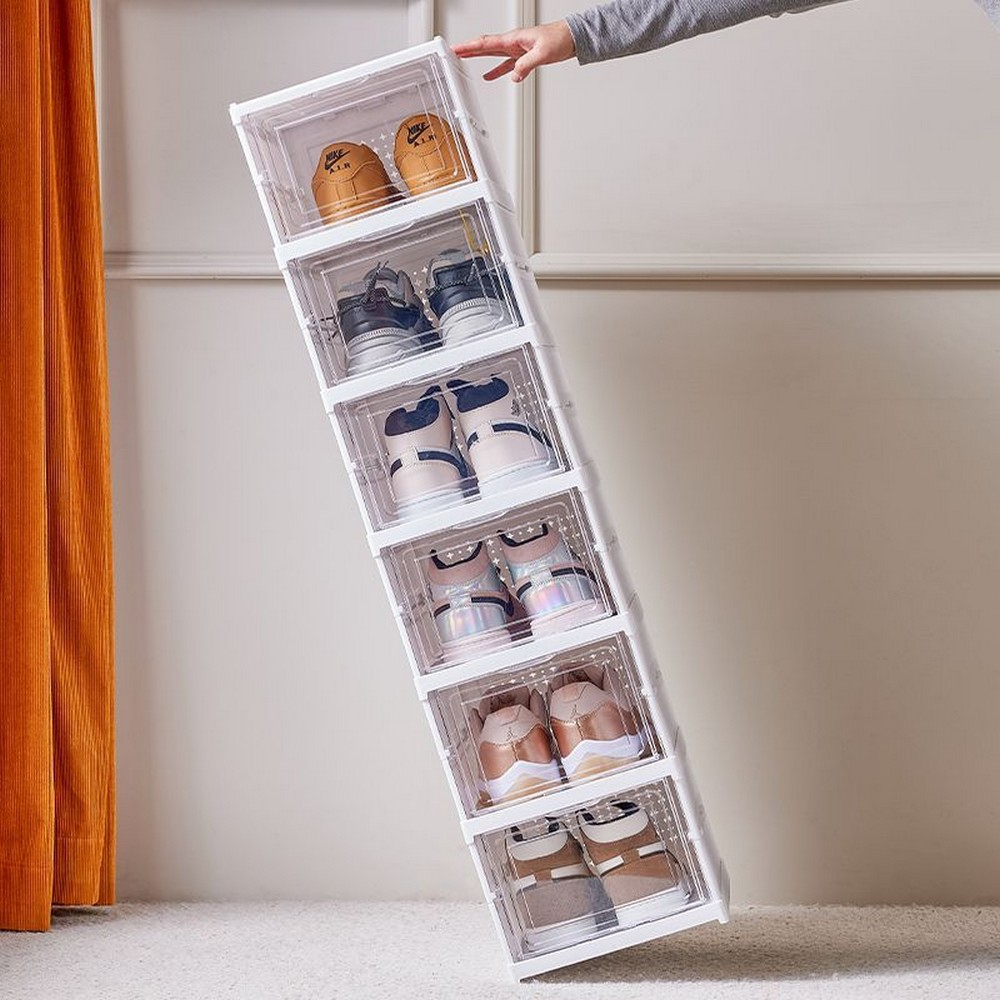 Jual Rak Sepatu lipat Susun Lemari Plastik Sandal Bots Shoe Storage Box ...