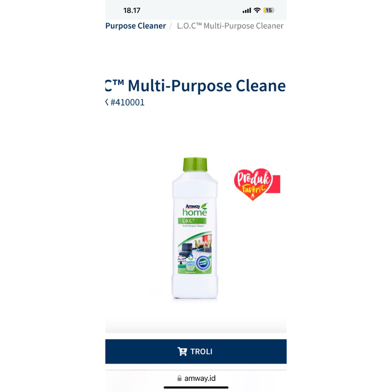 Jual AMWAY LOC MULTI PURPOSE CLEANER Shopee Indonesia
