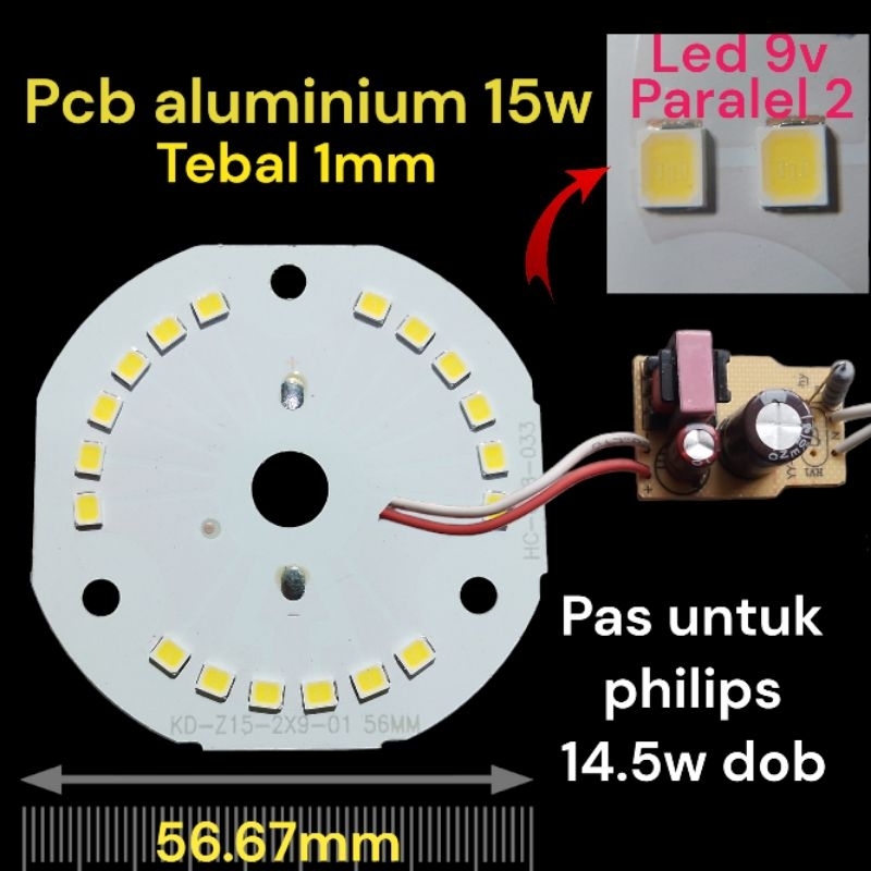 Jual pcb Dc 15w led 9v 2b9c(18chip)+driver input ac 15w | Shopee Indonesia