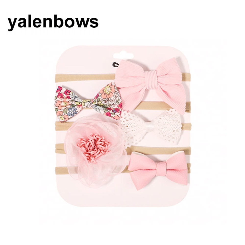 Jual 5pcs/Set Newborn Handmade Solid Color Cotton Headband Girls Busur ...