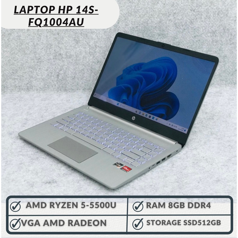 Jual Laptop Hp 14s Fq1004au Amd Ryzen 5 5500u Ram8gb Ssd512gb Vga Amd Radeon Win 11 Ohs Shopee 6730