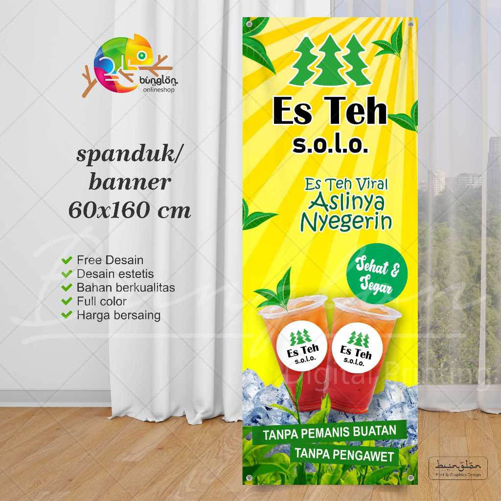 Jual Spanduk Banner Es Teh Solo Aslinya Nyegerin Shopee Indonesia 2272