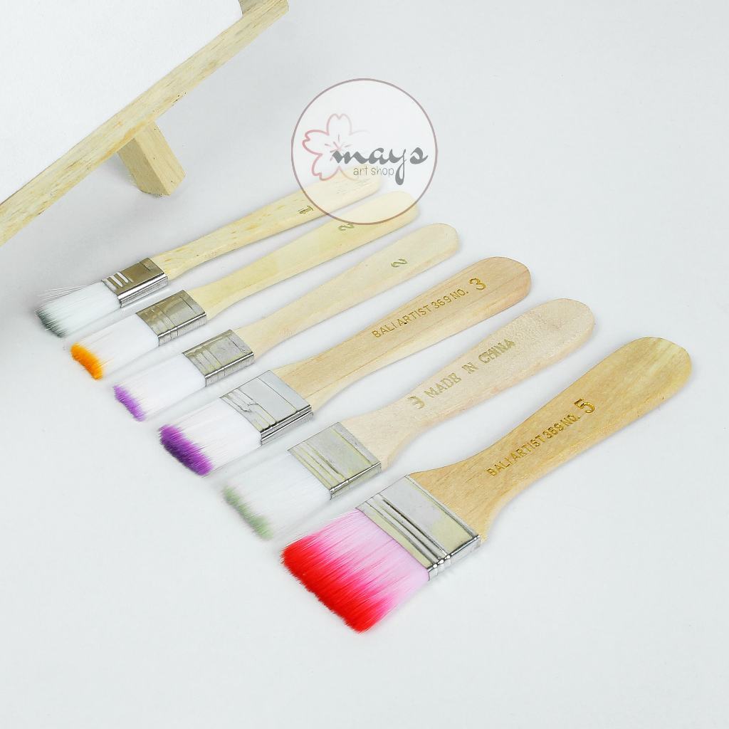 Jual Kuas Cat Kayu Nilon Flat - Kuas Lukis Gagang Kayu Nylon - Kuas ...