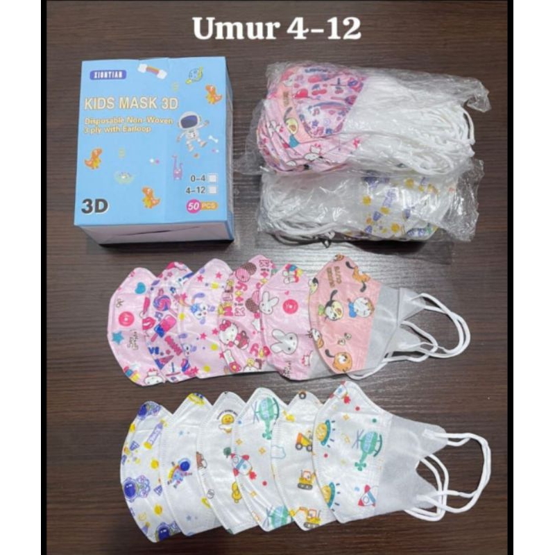 Jual MASKER DUCKBILL ANAK 3D MIX MOTIF ISI 50 PCS | Shopee Indonesia