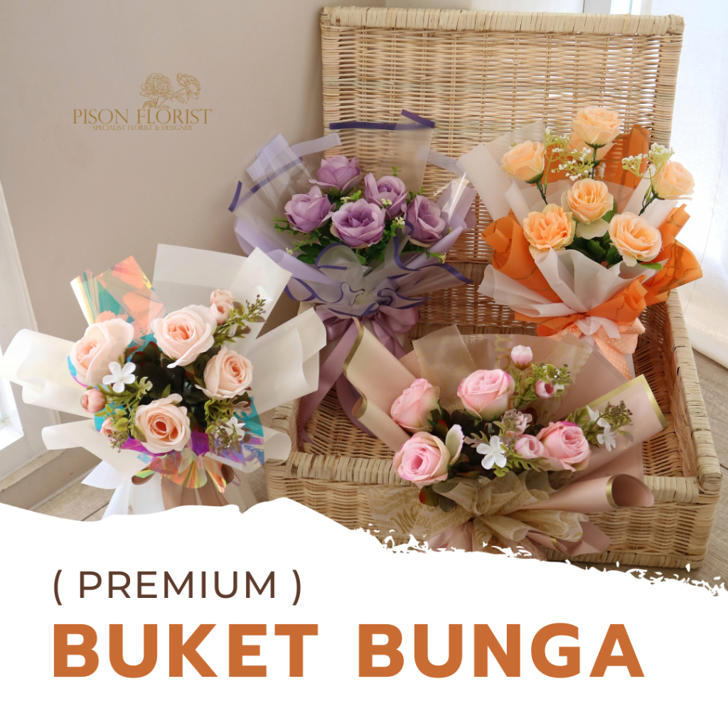 Jual Buket Bunga Premium Kaso Ulang Tahun Anniversary Wisuda Bouquet Bunga Palsu Bucket Bunga 