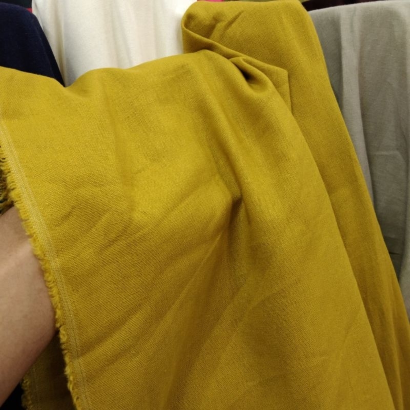 Jual bahan katun linen motif dan polos - kain katun linen (harga ...