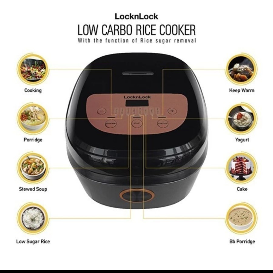 Jual LocknLock EJR328BLK Rice Cooker Digital Low Carbo 2 Liter Shopee