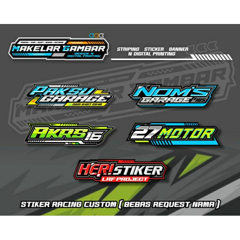 Jual Stiker Racing Stiker Nama Custom Stiker Bengkel Custom Shopee